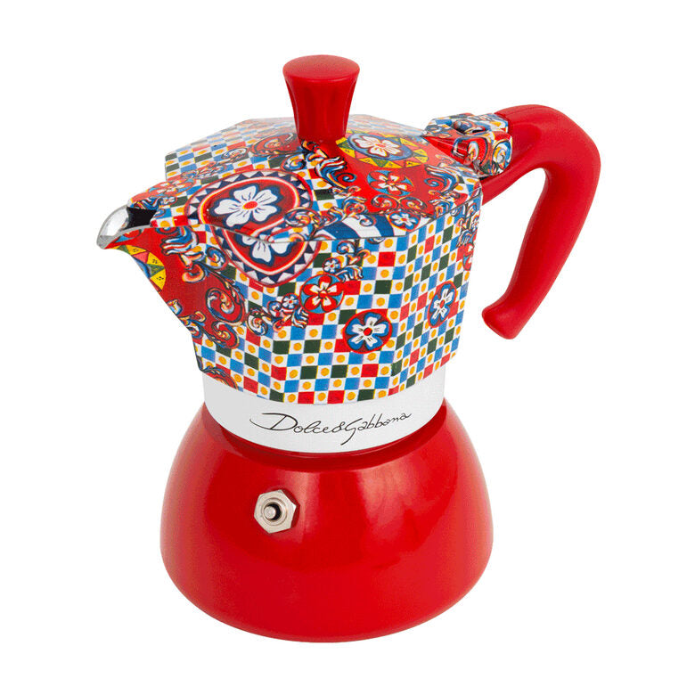 Bialetti Moka Induction Dolce&Gabbana 0,19 L Blu, Rosso, Bianco