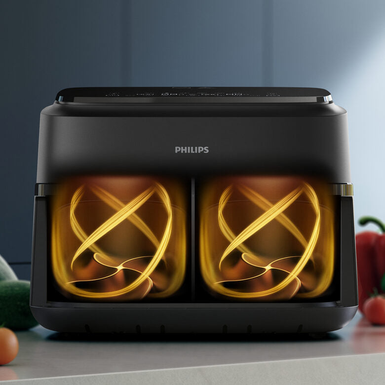 Philips Serie 1000 Airfryer con cestello flexi/doppio, friggitrice ad aria da 7.1L, 10 metodi di cottura, App per ricette NA150/00