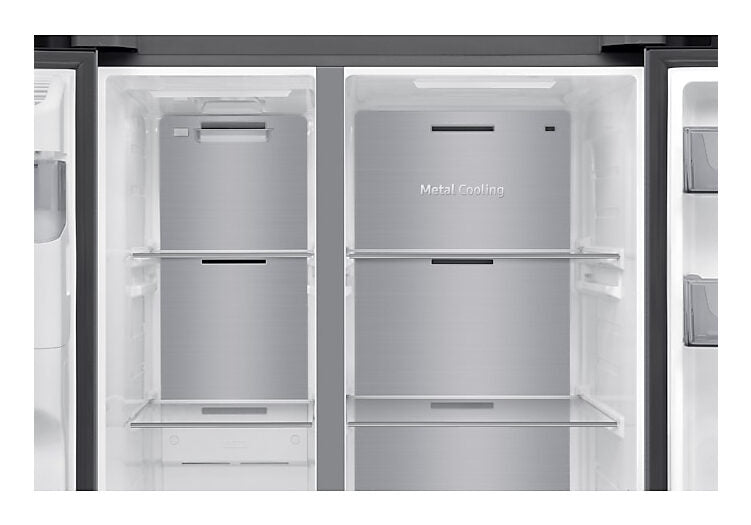 Samsung RS70F65KETEF Frigorifero Side By Side A Libera Installazione, AI Inverter, All-around Cooling, AI Hybrid Cooling, Dispenser Senza Allaccio Idrico, Classe E, Inox