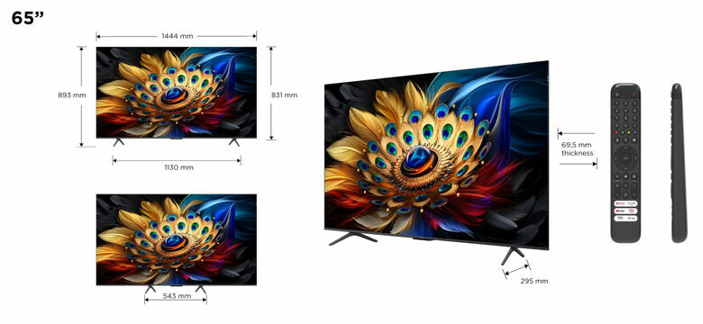 TCL 65C655 Televisione Smart TV 65 Pollici Qled 4K Serie C6 Dolby Vision Atmos Google TV Audio Onkyo