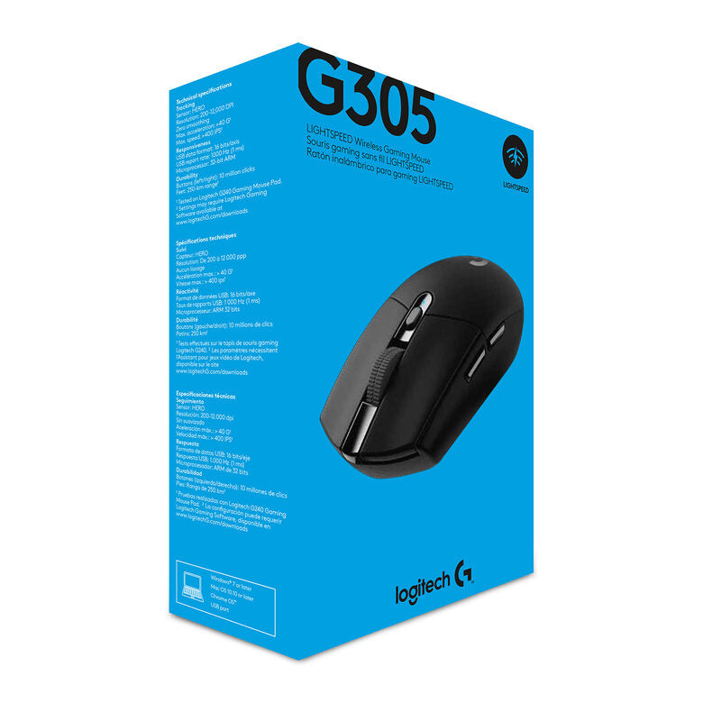Logitech G G305 mouse Mano destra RF Wireless Ottico 12000 DPI