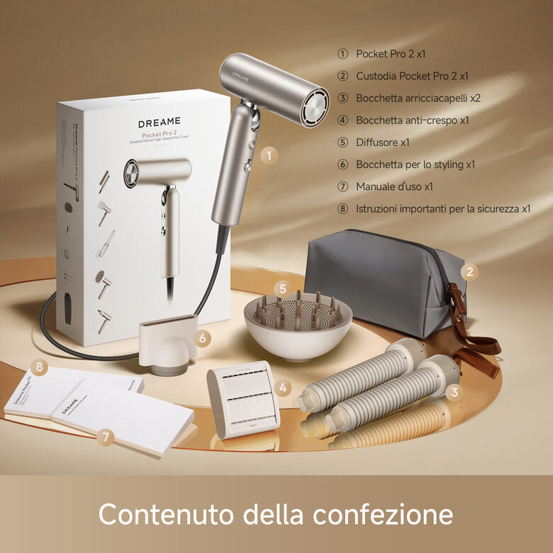 Dreame Pocket Pro 2 asciuga capelli 1300 W Oro