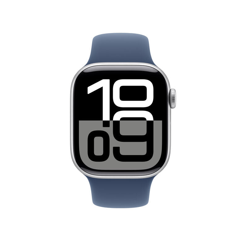 Apple Watch Series 10 Serie 10 GPS + Cellular 42mm Cassa in Alluminio Color Argento con Denim Sport Band - M/L