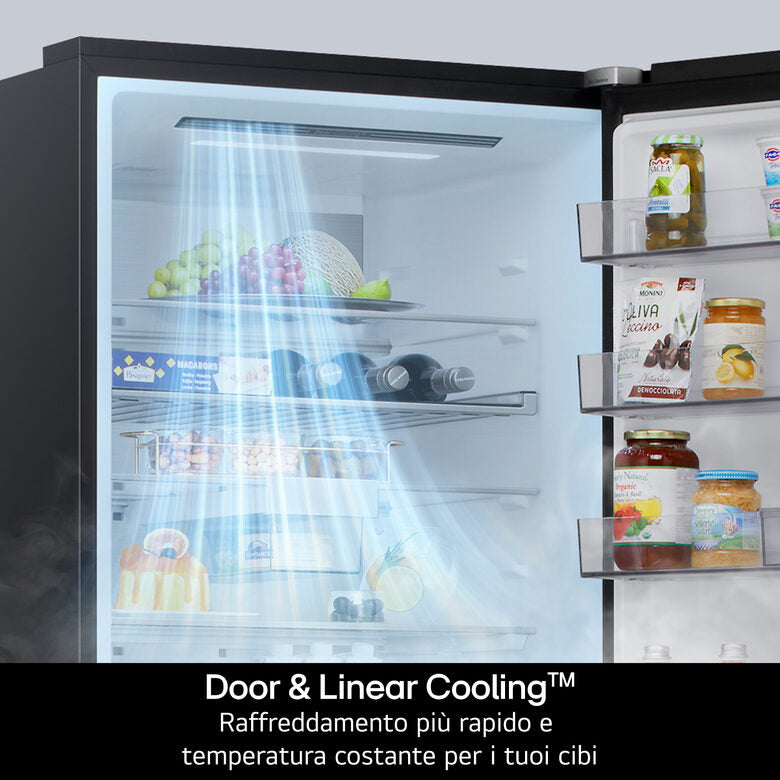 LG GBBS726AMB Frigorifero Combinato A Libera Installazione, AI Inverter, Metal Sorbet, Total No Frost, Fit & Max, Classe A, Inox