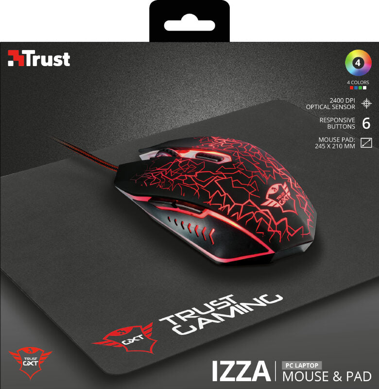 Trust GXT 783 mouse Ambidestro USB tipo A Ottico 2400 DPI