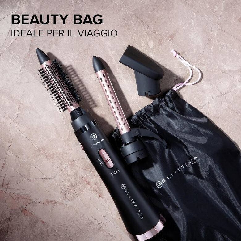 Bellissima Imetec Ceramic Air, Modellatore aria calda 3 in 1, per capelli corti e medi, 800 W, modella e asciuga, rivestimento ceramico, 2 combinazioni aria/temperatura, colpo aria fredda, c