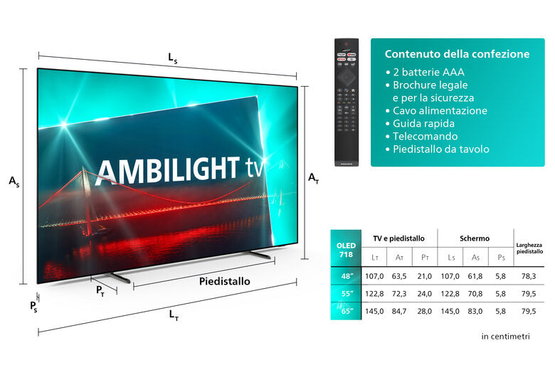 Philips Ambilight TV OLED 718 48“ 4K UHD Dolby Vision e Dolby Atmos Google TV