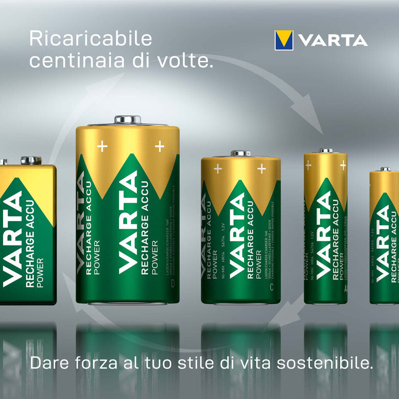 Varta Recharge Accu Power AAA 1000 mAh Blister da 2 (Batteria NiMH Accu Precaricata, Micro, ricaricabile, pronta all'uso)