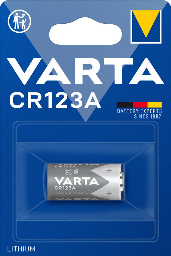 Varta LITHIUM Cylindrical CR123A, CR17345 (Batteria a celle rotonde, 3V) Blister da 1