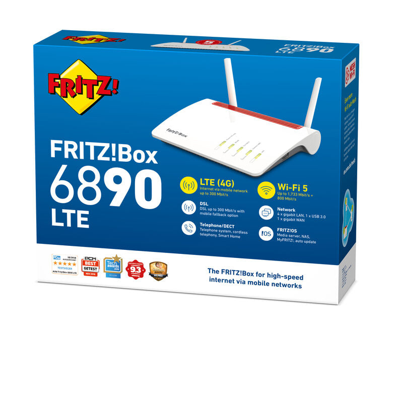 FRITZ!Box Box 6890 LTE router wireless Gigabit Ethernet Dual-band (2.4 GHz/5 GHz) 4G Rosso, Bianco