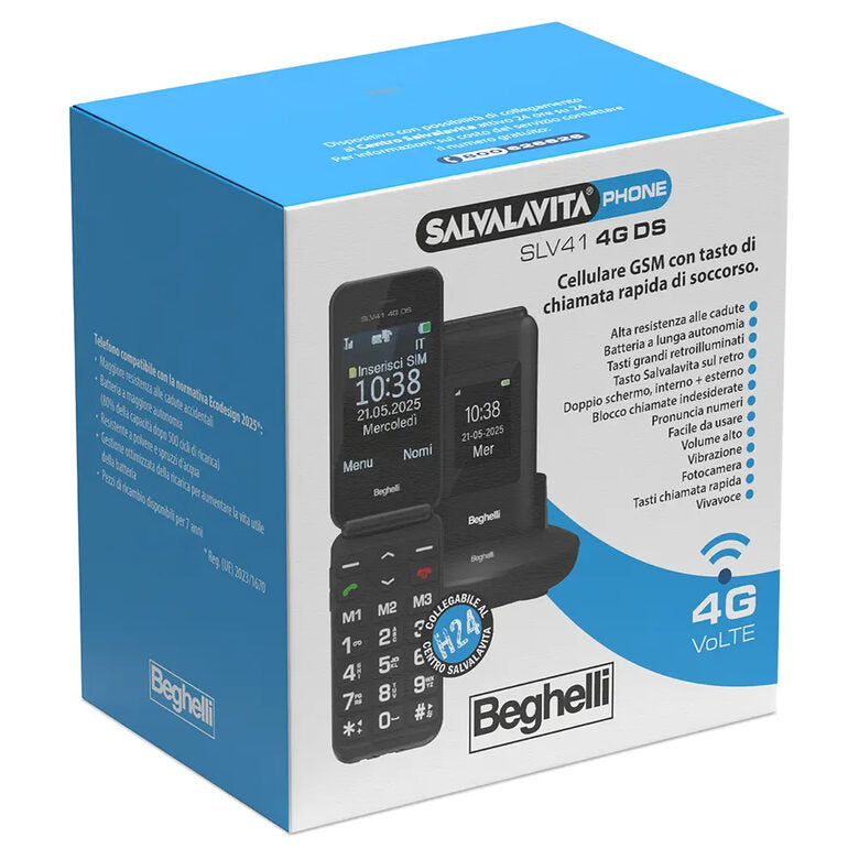 Beghelli SLV41 7,11 cm (2.8") 128 g Nero Telefono per anziani