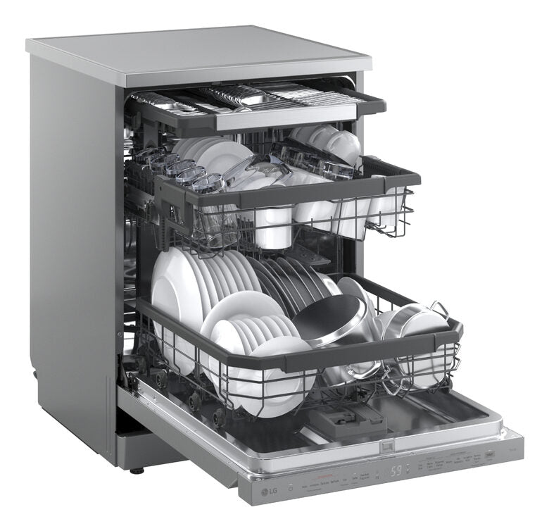 LG DF375HVS Lavastoviglie libera installazione, Classe A, 14 Coperti, Vapore, WI-FI, Grigia