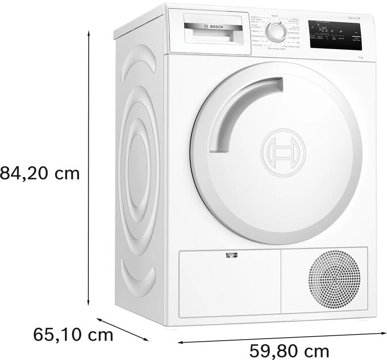 Bosch WTH83208II Serie 4 Asciugatrice A Libera Installazione 8 Kg, Pompa Di Calore, AutoDry, Classe E, Bianco