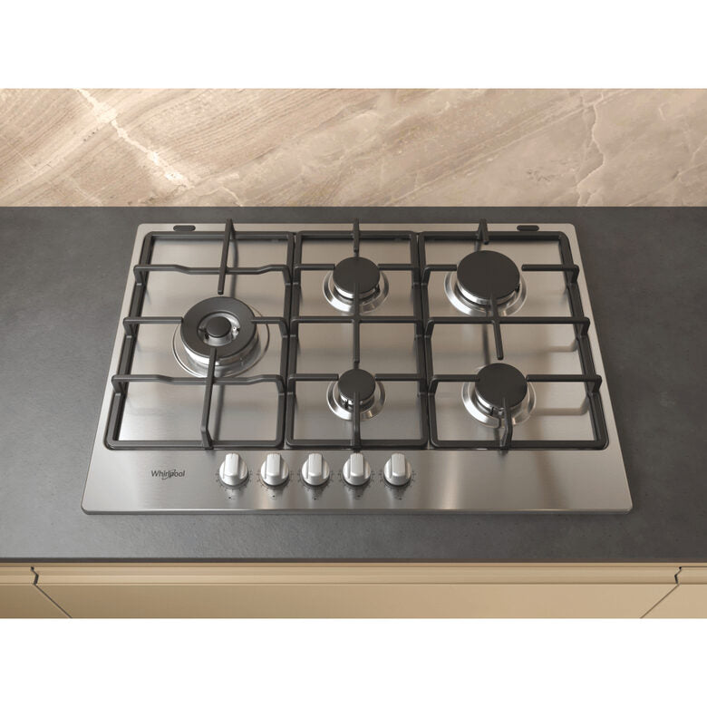 Whirlpool TGML 761 IX R Acciaio inossidabile Da incasso 73 cm Gas 5 Fornello(i)