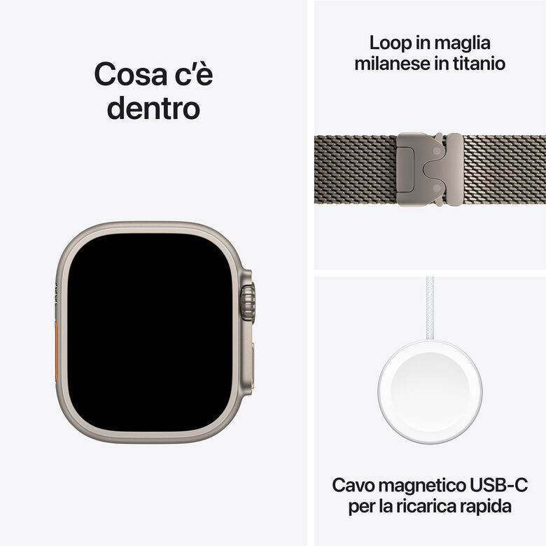 Apple Watch Ultra 2 GPS + Cellular 49mm Cassa in Titanio con Titanio Naturale Milanese Loop - M