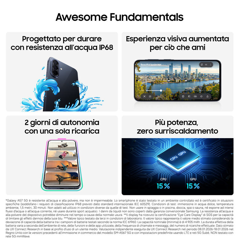 Samsung Galaxy A57 5G 17 cm (6.7") Doppia SIM Android 16.0 USB tipo-C 8 GB 128 GB 5000 mAh Blu marino