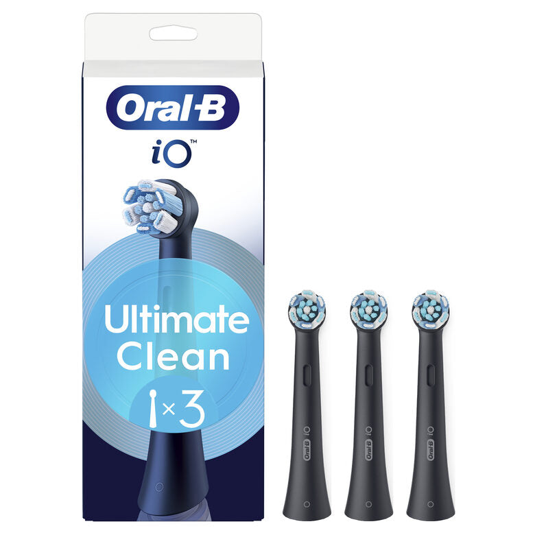 Oral-B Testine di Ricambio iO Series Ultimate Clean Black, testine rotonde di ricambio originali, con setole CrissCross per pulizia e rimozione della placca avanzate e in profondità, 3