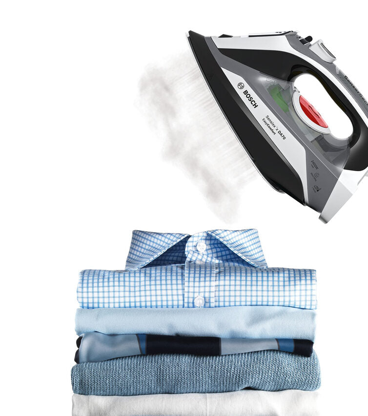 Bosch TDA70EASY ferro da stiro Ferro da stiro a secco e a vapore Piastra Ceranium Glissée 2400 W Nero, Bianco