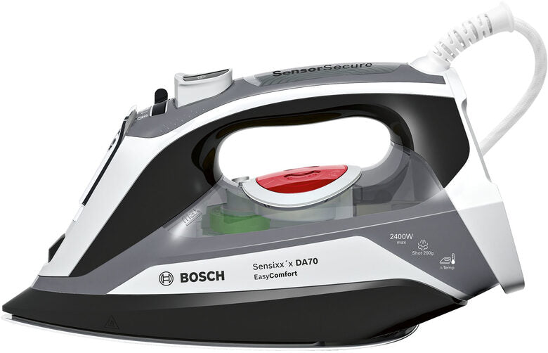 Bosch TDA70EASY ferro da stiro Ferro da stiro a secco e a vapore Piastra Ceranium Glissée 2400 W Nero, Bianco