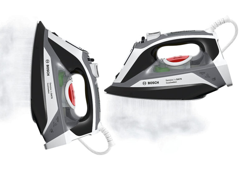 Bosch TDA70EASY ferro da stiro Ferro da stiro a secco e a vapore Piastra Ceranium Glissée 2400 W Nero, Bianco