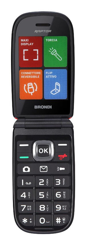 Brondi Raptor 7,11 cm (2.8") 106 g Nero, Arancione Telefono per anziani