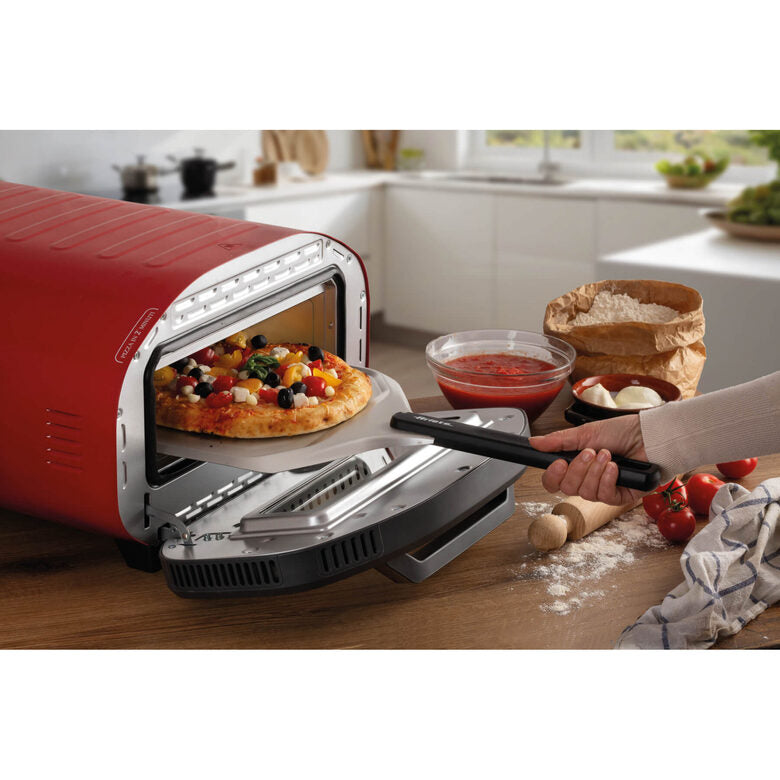 Ariete 3901 Da Gennaro, Forno per pizza, 2200W, Temperatura 430°C, 2 minuti di cottura, Pietra refrattaria, Rosso