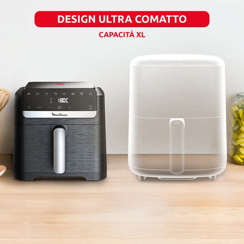 Moulinex Easy Fry Mega Compact , Friggitrice ad Aria XL Capacità 7.5L, design compatto, EZ8618