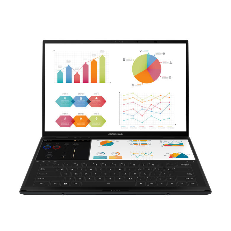 ASUS Zenbook Duo OLED UX8406MA-PZ286W Intel Core Ultra 7 155H Computer portatile 35,6 cm (14") Touch screen 3K 16 GB LPDDR5x-SDRAM 1 TB SSD Wi-Fi 6E (802.11ax) Windows 11 Home Grigio