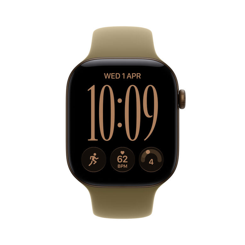 Apple Watch Series 12 GPS + Cellular, cassa 42 mm in alluminio color bronzo scuro con cinturino Sport oliva - S/M