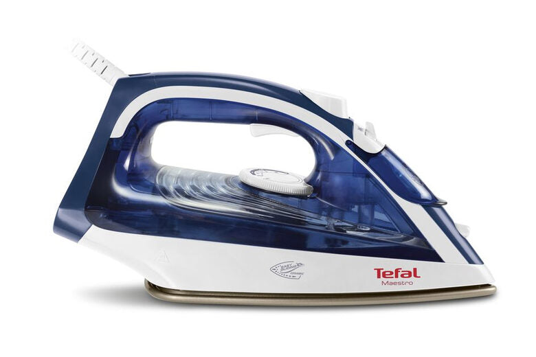 Tefal Maestro 2 FV1845E0 Ferro da stiro a secco e a vapore CeramicGlide 2300 W Blu, Bianco