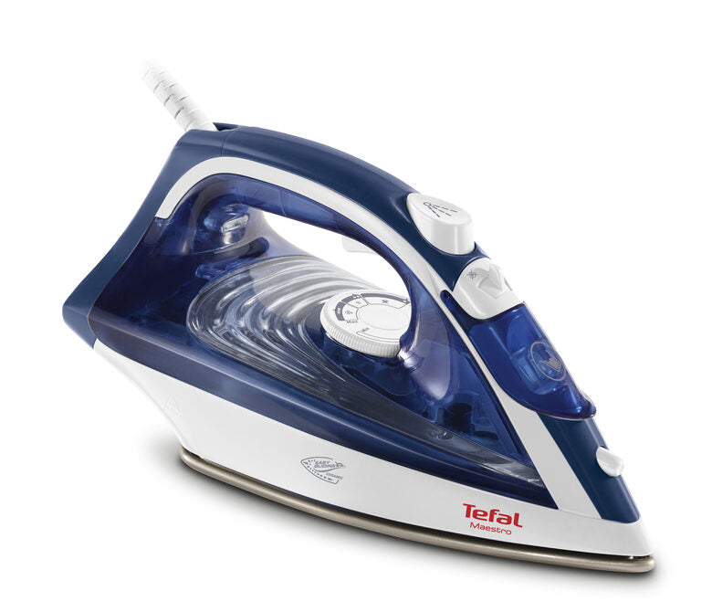 Tefal Maestro 2 FV1845E0 Ferro da stiro a secco e a vapore CeramicGlide 2300 W Blu, Bianco