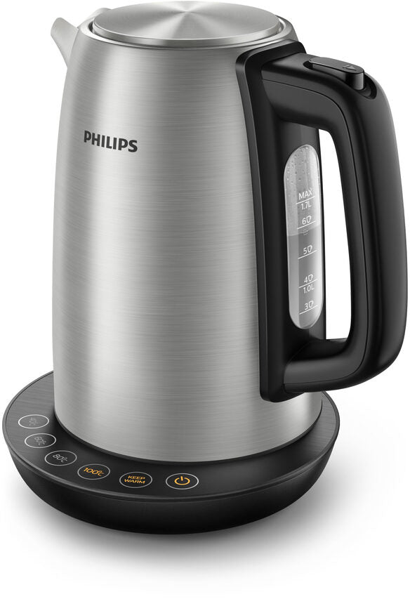 Philips Avance Collection Bollitore con controllo temp., metallo, 1,7 L, coperchio a molla