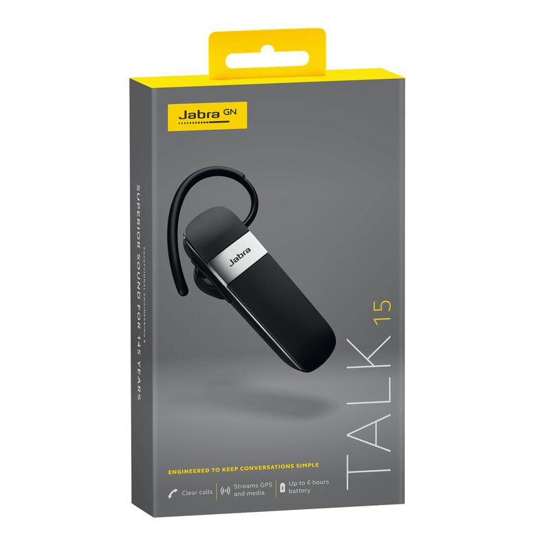 Jabra Talk 15 Auricolare Wireless A clip, In-ear Musica e Chiamate Micro-USB Bluetooth Nero