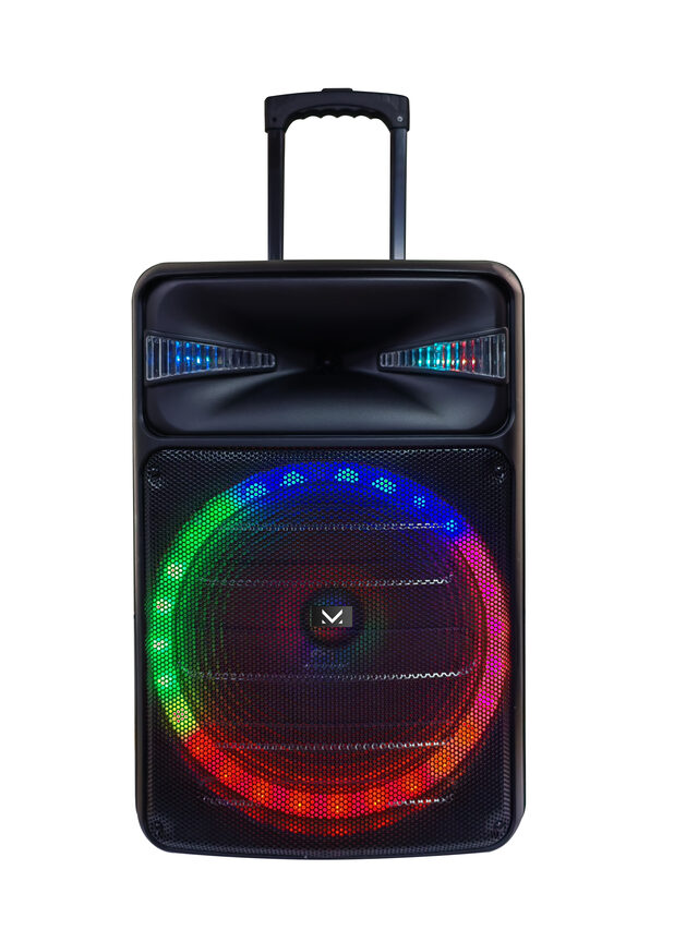 New Majestic Party Speaker A Trolley Bluetooth Con Luci LED, Ingressi USB/MicroSD/AUX/Mic, Telecomando E Microfono Con Filo In Dotazione, Batteria Ricaricabile Integrata