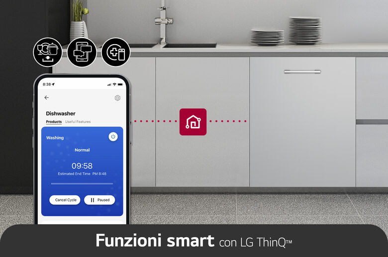 LG QuadWash DB242TX Lavastoviglie a scomparsa totale Classe D 46dB 14 coperti Wi-Fi