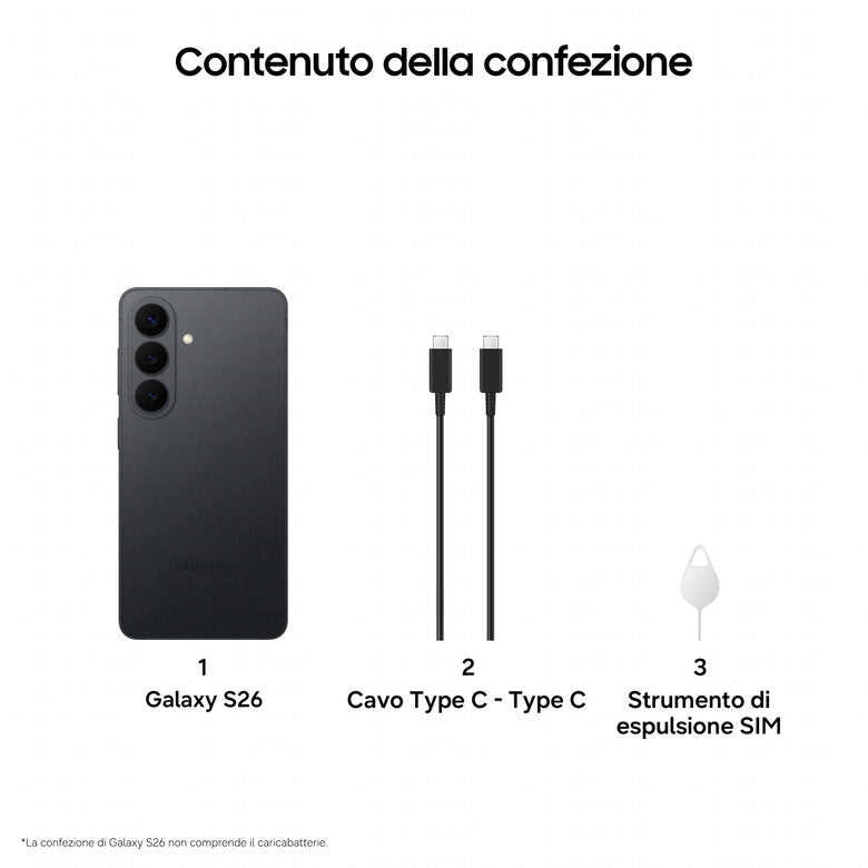 Samsung Galaxy S26 Smartphone AI, 512GB, Processore avanzato, Assistente Foto, Creative Studio, Camera 50 MP, 4300 mAh, Black