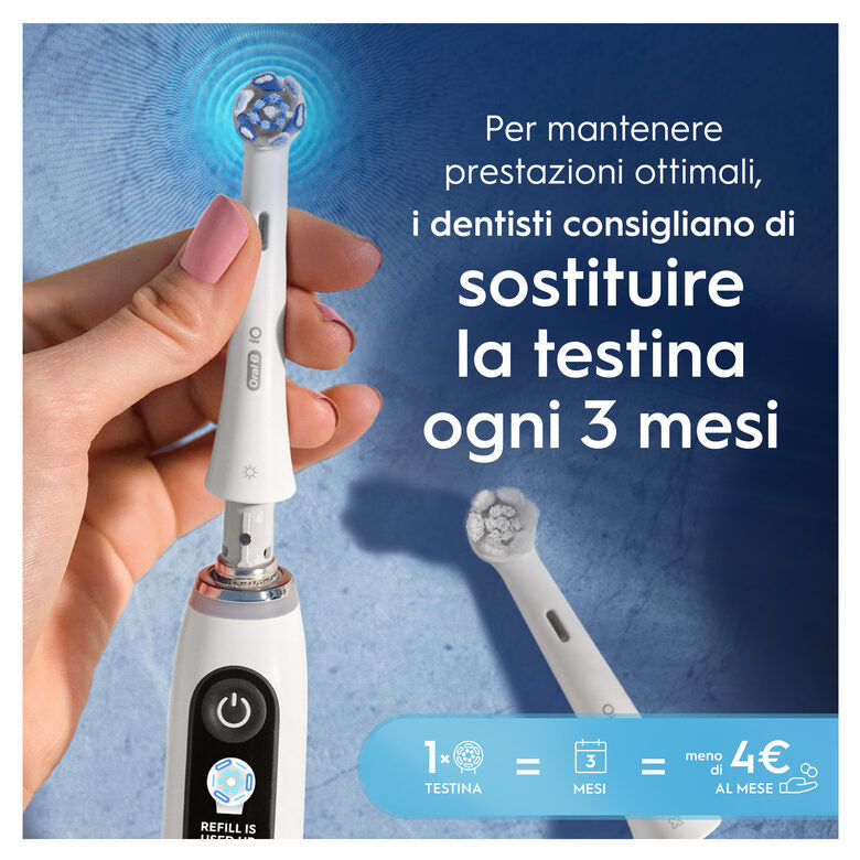 Oral-B Testine di Ricambio iO Series Ultimate Clean, Testine Rotonde Originali, Setole CrissCross per pulizia e rimozione della placca avanzate e in profondità. 3 Testine