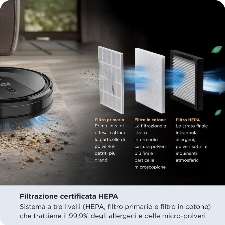Ariete Robot Aspirapolvere e Lavapavimenti X-Clean 3in1 2719 Wi-Fi 120 Min HEPA 32 W Nero