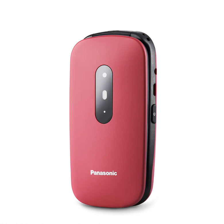 Panasonic KX-TU446EXR - Telefono per anziani a conchiglia, facile da usare, display leggibile, rosso
