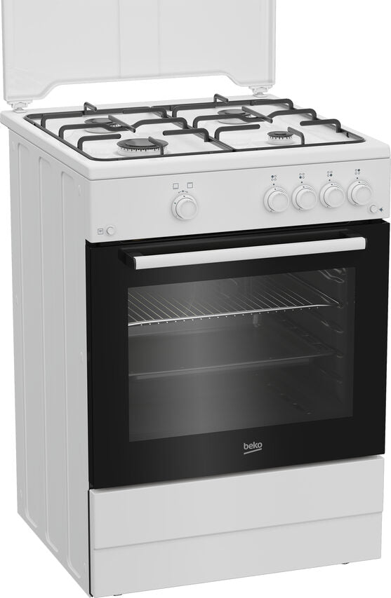 Beko FBG62010DW cucina a libera installazione bianca, 60x60cm, piano gas, forno a gas, grill a gas, 64Lt, Сlasse A