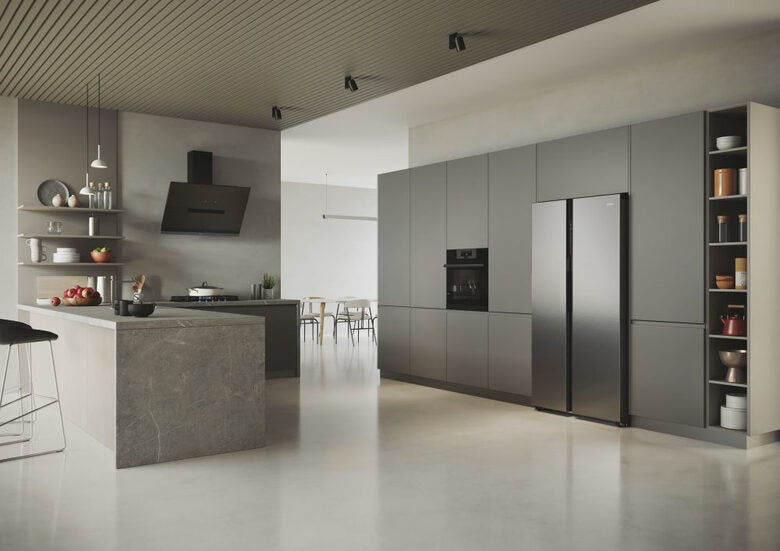 Haier SBS 90 Serie 5 HSR5918DNMP Frigorifero Side By Side Libera Installazione 528 L D Platino, Acciaio inossidabile