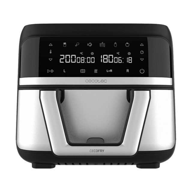 Cecotec Cecofry Dual 9000 Singolo 9 L Indipendente 2850 W Friggitrice ad aria calda Nero, Acciaio inossidabile