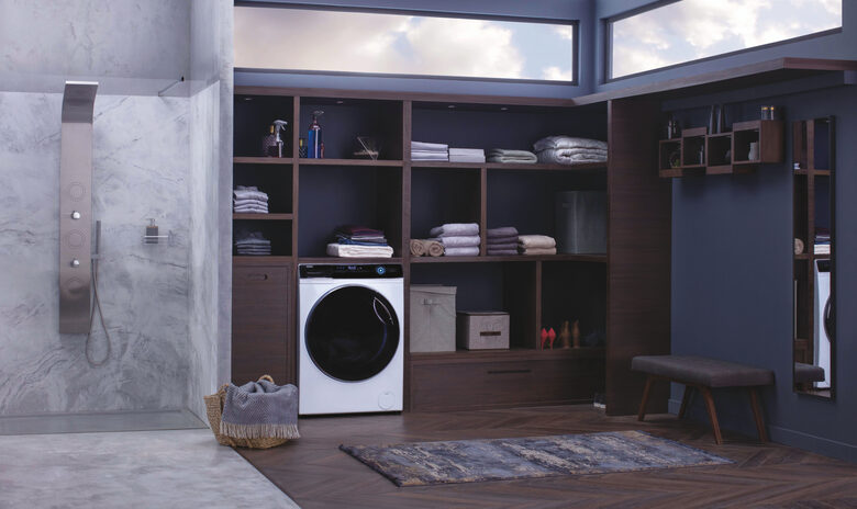 Haier HW150-BP14986EIT SuperDrum Serie 7 Lavatrice A Libera Installazione 15 Kg, 1400 Giri, Smart Dual Spray, AI Power Drive Inverter Motor, Classe A, Bianco