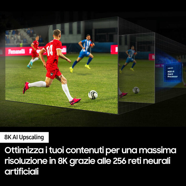 Samsung QE65QN800CDTXZT Televisione Smart TV 65 Pollici Qled 8K Neo Graphite Black NQ8 AI GEN2 Processor 8K AI Upscaling Infinity One Design Dolby Atmos