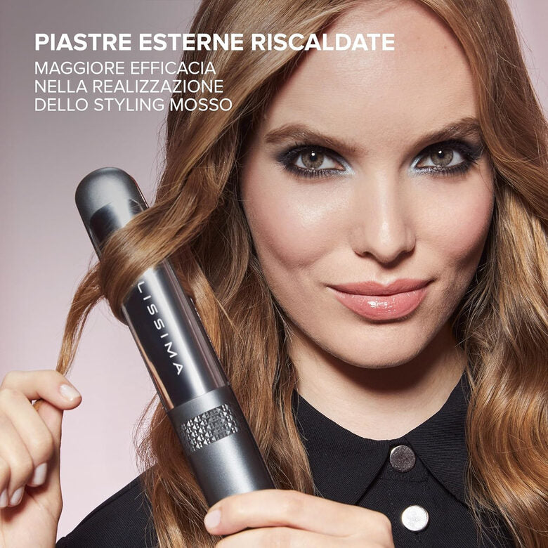 Bellissima Imetec Creativity Multistyle, Piastra per capelli Lisci o Mossi, Rivestimento ceramica, Particelle Diamante, Cheratina, Piastre Flessibili e Calde Anche Esternamente, 5 temperatur