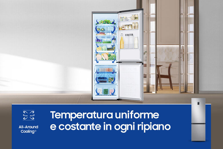 Samsung RB34C672DSA Frigorifero Combinato A Libera Installazione, No Frost, Tecnologia Spacemax™, All-around Cooling, Ecoflex, Classe D, Grafite Metallico