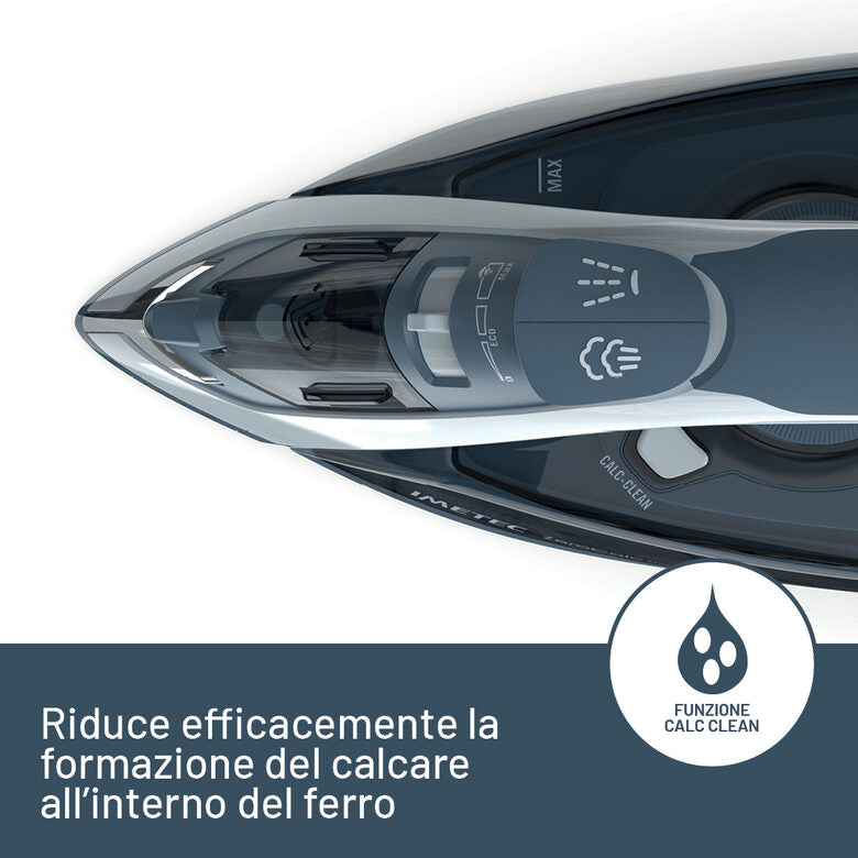 Imetec Zerocalc Power, Ferro da Stiro a Vapore, 2200 W, Piastra Glide Ceramic, Doppia protezione anticalcare con Zerocalc 2X, Colpo Vapore 150 g