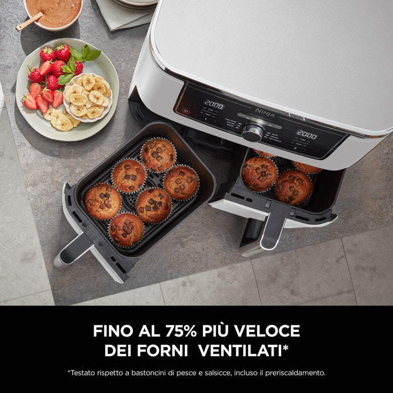 Ninja AF400EU Doppia 9,5 L Indipendente 2470 W Friggitrice ad aria calda Bianco