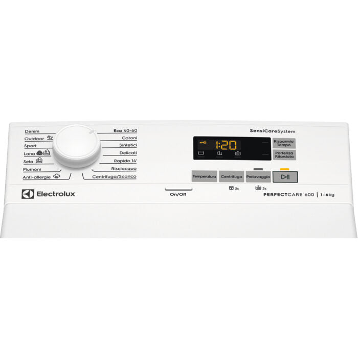 Electrolux EW6T526C Serie 600 Lavatrice A Carica Dall'alto Libera Installazione 6 Kg, 1151 Giri, SensiCare System, TimeSave, Anti-Allergy, Touch Control, Classe C, Bianco