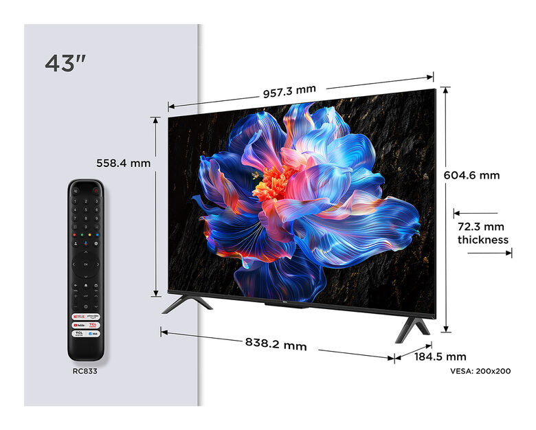 TCL Serie Smart TV 4K Ultra HD 43" 43P69K, Dolby Audio, HDR10+, Google TV